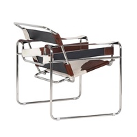 Fauteuil de Salon Minimaliste Design Personnalisable en Cuir de Vachette Marron-Blanc Poilu, Style Moderne Classique, pour Salon