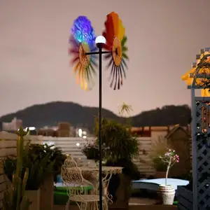 큰 풍차 단철 야외 장식 정원 장식 회전 다채로운 풍차 장치