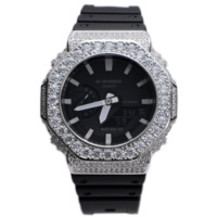 Boîtier de montre personnalisé de style hip-hop de luxe, serti de pierres, pour GA2100