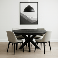 Table à manger pliante industrielle moderne en bois de manguier noir, fabriquée à la main |   Bois massif pour la maison, l'hôtel, le restaurant, utilisation Akku Arts Rajasthan