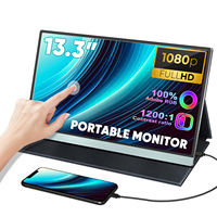 Neuer 13,3-Zoll 1080P USB-C 60Hz HDR 10-Punkt-Touchscreen Tragbarer Monitor IPS LCD-Panel Eingebauter Lautsprecher Gaming Büro Arbeit Laptop