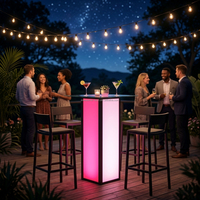 Table pliante pour événements, table en verre, table à cocktails en acrylique LED commerciale