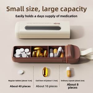 Boîte à pilules Wei Jian modèle 8336, 3 compartiments (matin, <span class=keywords><strong>midi</strong></span>, soir), portable, pour usage quotidien, avec rangement coulissant - Product Image 2