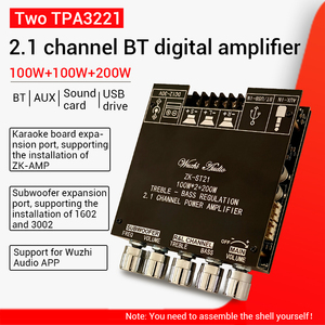 WUZHI AUDIO ST21 <span class=keywords><strong>BT</strong></span> цифровой модуль усилителя динамика плата 2,1 канала 100 Вт + 100 Вт + 200 Вт сабвуфер TPA3221 звуковой модуль - Product Image 2