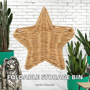 Collapsible <b>Square</b> Eco-Friendly <b>Storage</b> Bin Woven Big Organizer Clothes Toy Folding Cotton Rope <b>Basket</b> Leather Handles - Product Image 2