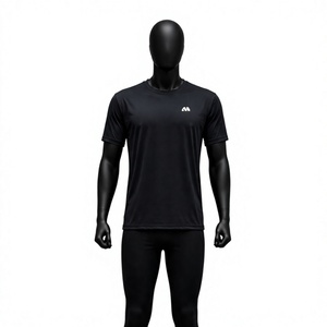 T-shirt de sport pour homme en polyester 100% à séchage rapide, imprimé noir, col rond, vêtements d'entraînement, vêtements d'équipe, 120g M.H. INTERNATIONAL - Product Image 1