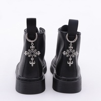 Boucles de chaussures en métal style gothique incrustées de pierres précieuses, pendentifs pour bottes Martin, accessoires transfrontaliers