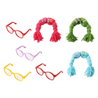 Ensemble Chapeau Perruque Lunettes en Laine Baboney pour Animaux – Accessoires Amusants Couleurs Dopamine Prêts pour la Fête – Toutes Saisons