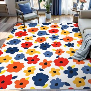 Hoa hiện đại polyester có thể giặt thảm không trượt trang trại phòng khách phòng ngủ thảm thấp đống mềm giả len thảm - Product Image 2