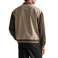 Blouson Bomber Homme Personnalisé Style Universitaire Zippé Col Côtelé Color Block Coupe Décontractée