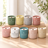 Bougie en cire de soja 100% naturelle en pot en céramique mat, faible émission de fumée, parfum personnalisé, logo pour la décoration de la maison
