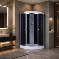 Cabine de douche d'angle moderne 90x90cm en verre trempé électroplaqué avec douche d'angle pour salle de bain compacte