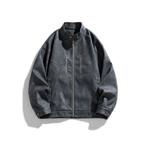 Chaqueta de motociclista americana personalizada con logo para primavera y otoño, para hombres y mujeres, estilo retro con remaches, nueva y atractiva. - Product Image 3