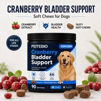 OEM ODM Complément alimentaire naturel pour chiens, sous forme de bouchées molles, à base de canneberge et de D-Mannose, pour le soutien de la vessie et urinaire, pour toutes les races, vente en gros