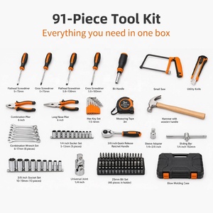 Kit d'outils de réparation domestique professionnel de <span class=keywords><strong>91</strong></span> pièces avec jeu de clés à cliquet et boîte de rangement pour l'entretien de la maison et les projets de bricolage - Product Image 2