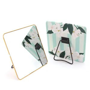 OEM Custom LOGO cute print flower animal desk mirror animal fruit shape asting portable cosmetic mirror