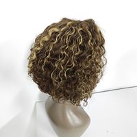 Perruque Courte Bouclée Pixie Cut avec Dentelle Frontale 13x4, Cheveux Humains P4/27, Perruques Courtes Bob avec Dentelle Frontale pour Femme, 100% Cheveux Humains