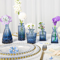 Vases Bourgeon Verre Ensemble de 12 Petits Vases à Fleurs Bleues pour Centres de Table en Vrac Vase Vintage pour Mariage Mini Vase