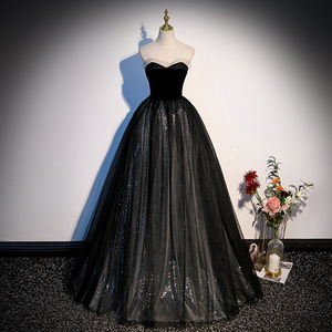Robe Noire Nouvelle Collection 2026, Robe de Soirée Éthérée et Luxueuse à Jupe Bouffante pour Femme - Product Image 6