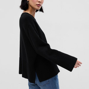 Maglione Personalizzato con Logo, 100% Cotone, Maniche Lunghe, Collo Tondo, Oversize Invernale Nero per <span class=keywords><strong>Donna</strong></span> - Product Image 4