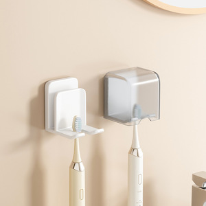 Wall Mounted Toothbrush Holder With Dustproof Cover Punch Free Electric Toothbrush Storage Rectangle Shape Polished Finish - Product Image 2