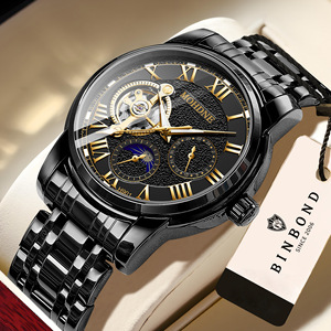Maybe Mechanical Watch H901 Automatic Skeleton Tourbillon Men's Stainless Steel Band 30M Waterproof - Product Image 1