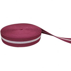 Bande élastique rayée 2,5 cm rouge et blanche, ceinture élastique unilatérale en sergé, bande élastique multicolore - Product Image 3