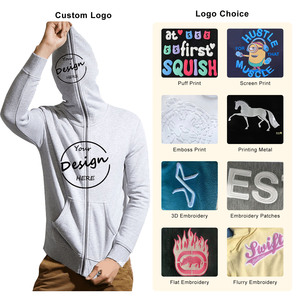 OEM tùy chỉnh in chất lượng cao pháp Terry trống Dây Kéo Màu Đen Hoodies người đàn ông Tùy chỉnh đầy đủ Zip lên bông 500 GSM lông cừu áo khoác - Product Image 2