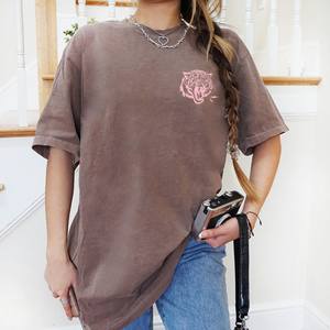 T-shirt da donna Liss Woino con stampa grafica, girocollo, manica corta, 100% cotone, vestibilità ampia, casual, per tutte le stagioni - Product Image 3