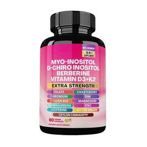 Suplemento para Mujeres, Cápsulas <span class=keywords><strong>de</strong></span> Berberina, Mioinositol, <span class=keywords><strong>Vitamina</strong></span> D3, K2, <span class=keywords><strong>D</strong></span>-Chiro Inositol - Product Image 1