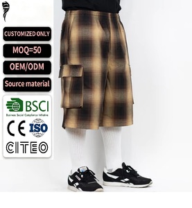 Retro Plaid <b>Shorts</b> <b>Men</b> Oversized Boxy Fit Heavyweight Checker Custom Cargo <b>Shorts</b> OEM - Product Image 1