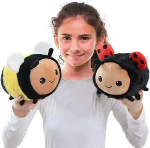 Juguetes suaves de animales de dibujos animados de buena calidad al por mayor, almohadas de peluche bonitas y esponjosas, juguetes de peluche de abeja mariquita