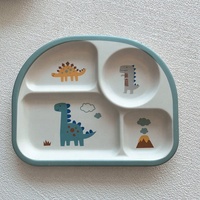 Assiettes en mélamine pour bébé de 8,5 pouces, personnalisées, écologiques, en fibre de bambou, avec compartiments, logo personnalisé, design de dessin animé, vente en gros, pour enfants