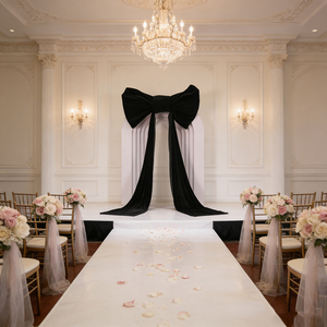 Nouveauté : Décoration murale géante en velours artificiel noir avec nœud pour toile de fond de mariage et événements - Product Image 1