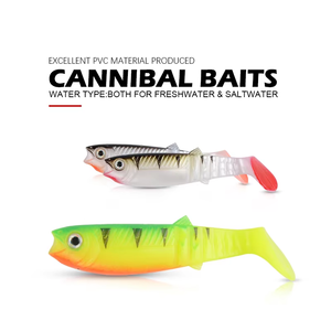 Señuelos de Pesca Artificiales Suaves Cannibal de 80mm, 100mm, 125mm, Cebo de Silicona Tipo Shad con Cola en T, Wobblers - Product Image 2