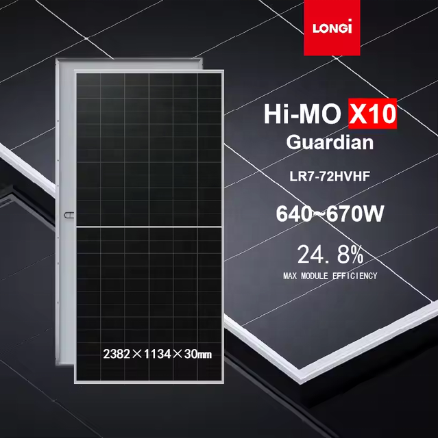 Longi Hi-Mo X10 Solar Panels High Efficiency N-Type PV Modules Monofacial 640W 645 650 Watts 660 670 Watts Longi Himo 10