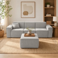 Grand canapé modulaire sectionnel en tissu écologique, rembourré, en forme de L, livré en kit, pour hôtel, villa, usage domestique