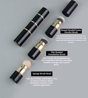 Échantillons disponibles en gros ensemble de pinceaux de maquillage Portable 3-en-1 Mini pinceau fond de teint cheveux synthétiques pinceau fard à joues poudre libre