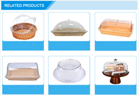 Cesta de Pão de Novo Design, Cesta Redonda de Plástico para Bolos com Tampa Transparente em PC, Conjunto de 3 Estilos para Exibição de Frutas e Sobremesas