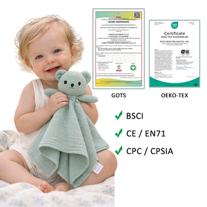 100% algodón orgánico muselina bebé oso edredón manta juguete estereoscópico Lovey con bordado para recién nacidos y niños pequeños - Product Image 2