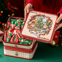 Emballage de bonbons de Noël, boîte en étain carrée pour biscuits, bonbons, pâtisseries, cadeaux, souvenirs, boîte en étain vide, vente en gros