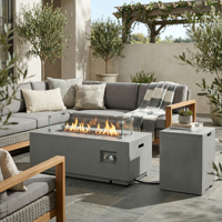 Table de foyer au gaz naturel de 42 pouces, 2 pièces, 50000 BTU, rectangulaire, en acier Corten, avec pare-vent en verre, écologique, pour patio, terrasse, jardin