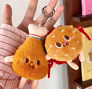 מחזיק מפתחות קטיפה, צעצוע משובח, המבורגר חמוד וצ 'יפס תיק צ' יפס - Product Image 2