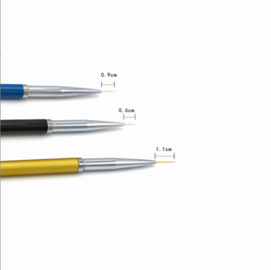 Juego de 3 pinceles delineadores de uñas con mango de plástico brillante de 3 colores, estilo Kolinsky, para gel acrílico, marca privada - Product Image 6