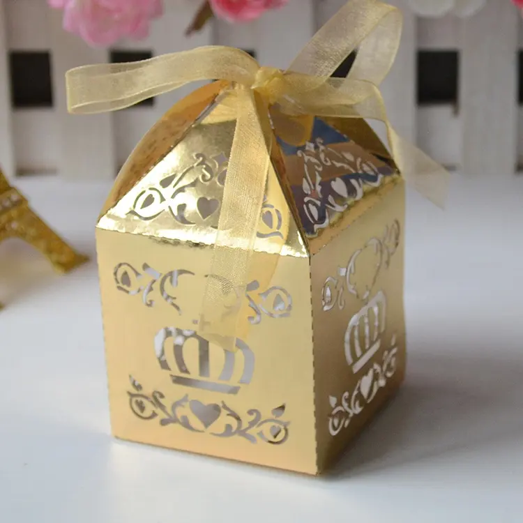 लेजर कट धातु सोने प्यार दिल भारतीय शादी एहसान के लिए मिठाई बक्से gifting