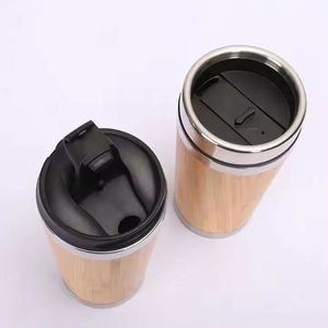 แก้วน้ำสแตนเลสแบบพกพาขนาด 450 มล. พร้อมฝาปิด ลายไม้ไผ่ ขายส่ง - Product Image 4