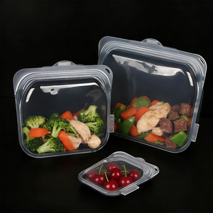 Bolsas de silicona para almacenar alimentos, juego grande, mediano y pequeño, transparentes, reutilizables, aptas para refrigerador, para preparar comidas - Product Image 1