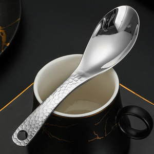 Cuchara de postre de acero inoxidable 304 con diseño martillado en forma de lágrima para el hogar y niños - Product Image 3