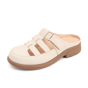 Sandalias planas de verano de piel de vaca para mujer, talla grande, con plantilla suave y diseño hueco tipo Baotou, estilo Lazy <span class=keywords><strong>La</strong></span> - Product Image 2