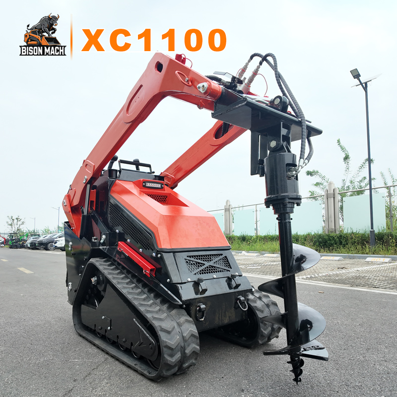 CCE&EPA BISON MACH XC1100 Certified High-Flow Mini Skid Steer Loader With 50 Plus Attachments Ubota 25Hp Engine Powered